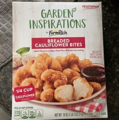 Breaded Cauliflower Bites Whole Florets In A Crispy Wheat Flour & Brown Rice Coating, Breaded Cauliflower