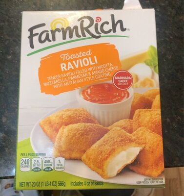 Toasted Tender Ravioli Filled With Ricotta, Mozzarella, Parmesan & Asiago Cheese With An Italian Style Coating, Toasted