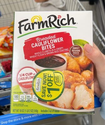 Breaded Cauliflower Bites Whole Florets In A Crispy Wheat Flour & Brown Rice Coating, Breaded Cauliflower