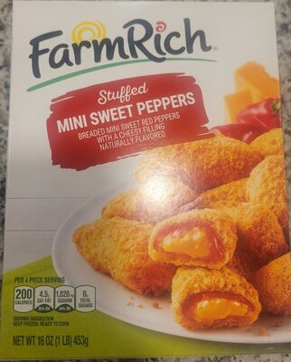 Mini Sweet Red Peppers Stuffed Breaded With A Cheesy Filling, Mini Sweet Red With Cheesy Filling