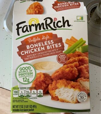 Buffalo Style Boneless Chicken Bites White Meat Chicken Fritters With A Tangy Buffalo Style Tossing Sauce Packet, Buffalo Style