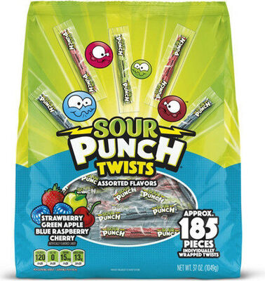 Assorted Strawberry, Green Apple, Blue Raspberry, Cherry Flavored Twists, Assorted