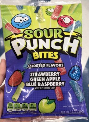Strawberry, Green Apple, Blue Raspberry Flavored Bites Assorted Candy, Strawberry, Green Apple, Blue Raspberry