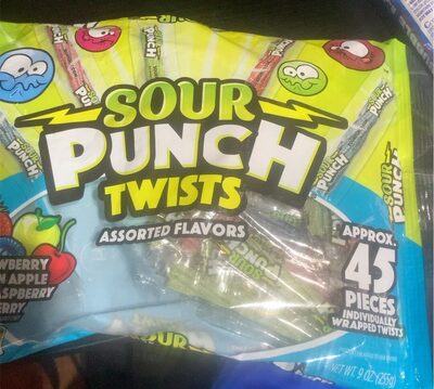 Strawberry Green Apple Blue Raspberry Cherry Twists Candy, Strawberry Green Apple Blue Raspberry Cherry