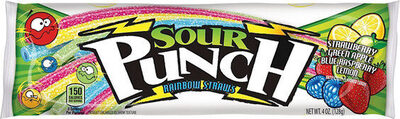 Strawberry, Green Apple, Blue Raspberry, Lemon Flavored Rainbow Straws Candy, Strawberry, Green Apple, Blue Raspberry, Lemon
