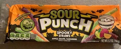 Spooky Apple, Grape, Tangerine Flavored Candy Straws, Spooky