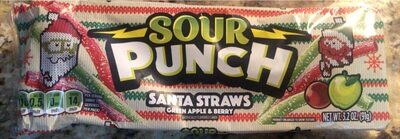 Santa Straws Green, Apple & Berry Candy, Santa Straws