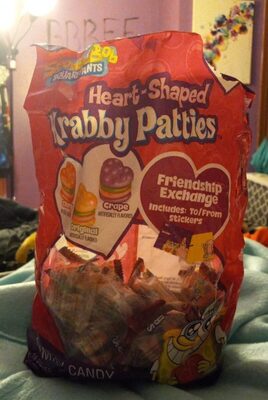 Cherry, Grape, Original Heart-Shaped Gummy Krabby Patties Candy, Cherry, Grape, Original