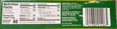 Pineapple Tidbits In Pineapple Juice From Concentrate Snack Bowls