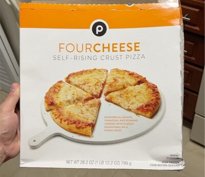 Four Cheese Mozzarella, Asiago, Parmesan, And Romano Cheeses With Classic Seasonings On A Self-Rising Crust Pizza, Four Cheese