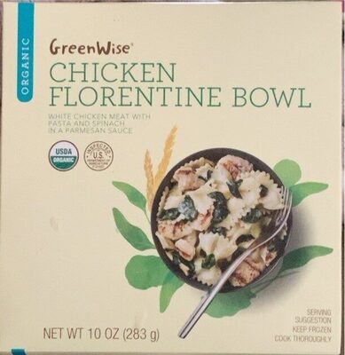 Chicken Florentine Bowl White Chicken Meat With Pasta And Spinach In A Parmesan Sauce, Chicken Florentine Bowl