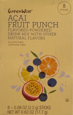 Acai Fruit Punch Flavored Powdered Drink Mix Sticks, Acai Fruit Punch