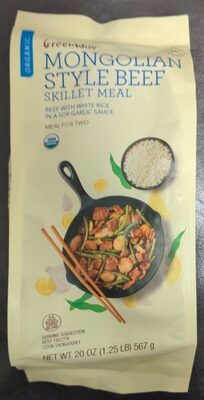 Mongolian-Style Beef With White Rice In A Soy Garlic Sauce Skillet Meal, Mongolian-Style Beef