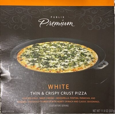 White Thin & Crispy Crust Parmesan, Mozzarella, Fontina, And Romano Cheeses With Spinach And Classic Seasonings Pizza, White