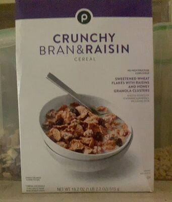 Crunchy Bran&Raisin Sweetened Wheat And Rice Flakes With Raisins And Honey Granola Clusters Cereal, Crunchy Bran & Raisin