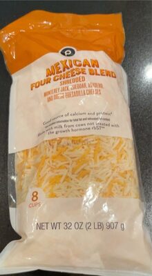 Mexican Four Cheese Blend Shredded Monterey Jack, Cheddar, Asadero, And Queso Quesadilla Cheeses, Mexican Four Cheese Blend