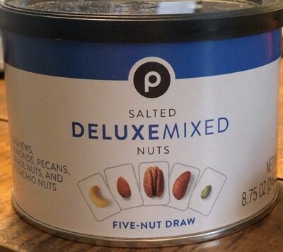Salted Deluxe Mixed Nuts Cashews, Almonds, Pecans, Brazil Nuts, And Pistachio Nuts, Salted Deluxe Mixed Nuts