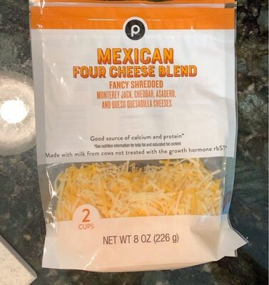 Mexican Four Cheese Blend Fancy Shredded Monterey Jack, Cheddar, Asadero, And Queso Quesadilla Cheeses, Mexican Four Cheese Blend