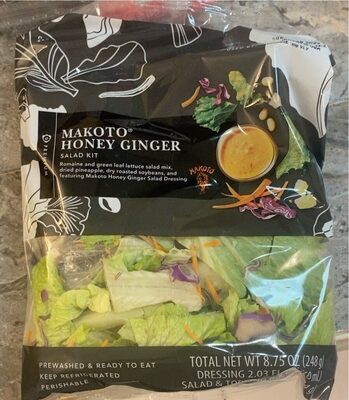 Makoto Honey Ginger Salad Kit - Romaine And Green Leaf Lettuce Salad Mix, Dried Pineapple,Chow Mein Noodles,And Featuring Makoto Honey Ginger Salad Dressing, Makoto Honey Ginger