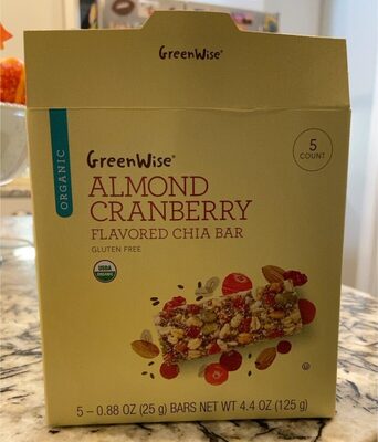 Almond Cranberry Organic Chia Bar, Almond Cranberry