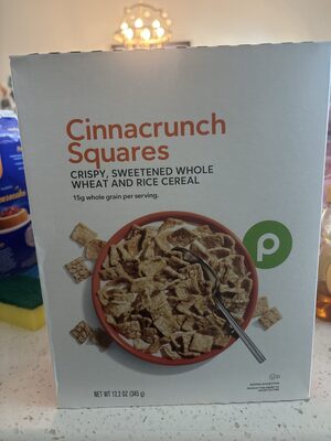 Cinnacrunch Squares Crispy, Sweetened Whole Wheat And Rice Cereal, Cinnacrunch Squares