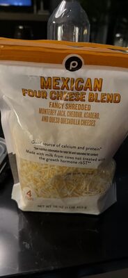 Mexican Four Cheese Blend Fancy Shredded Monterey Jack, Cheddar, Asadero, And Queso Quesadilla Cheeses, Mexican Four Cheese Blend