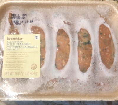 All Natural Mild Italian Chicken Sausage With Kale, Kale