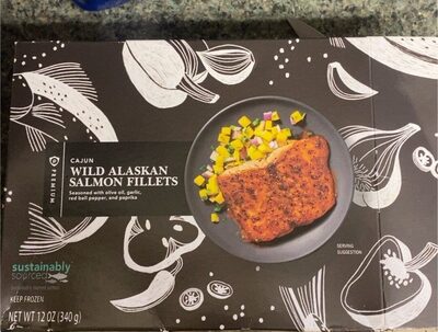 Cajun Wild Alaskan Salmon Fillets Seasoned With Olive Oil, Garlic, Red Bell Pepper, And Paprika, Cajun
