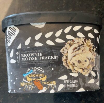 Vanilla Classic Ice Cream With Chewy Brownie Pieces, Swirled With Denali Moose Tracks Fudge, Brownie Moose Tracks