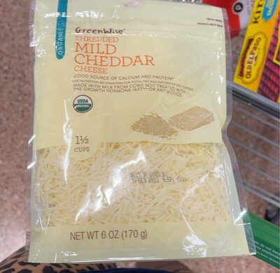 Mild Cheddar Organic Shredded Cheese, Mild Cheddar