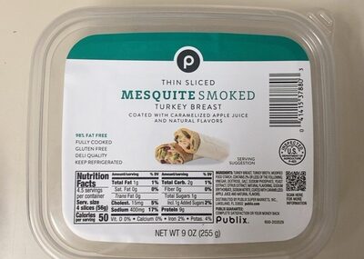 Mesquite Smoked Thin Sliced Turkey Breast, Mesquite Smoked