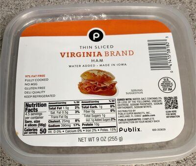 Virginia Brand Thin Sliced Ham, Virginia Brand