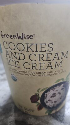 Cookies And Cream Organic Vanilla Ice Cream With Pieces Of Organic Chocolate Sandwich Cookie, Cookies And Cream
