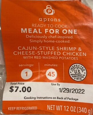 Cajun-Style Shrimp & Cheese-Stuffed Chicken With Red Mashed Potatoes Meal For One, Cajun-Styles Shrimp & Cheese-Stuffed Chicken With Red Mashed Potatoes