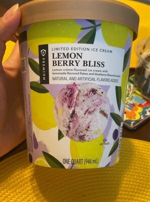 Lemon Berry Bliss Lemon Creme-Flavored Limited Edition Ice Cream With Lemonade-Flavored Flakes And Blueberry-Flavored Swirls, Lemon Berry Bliss