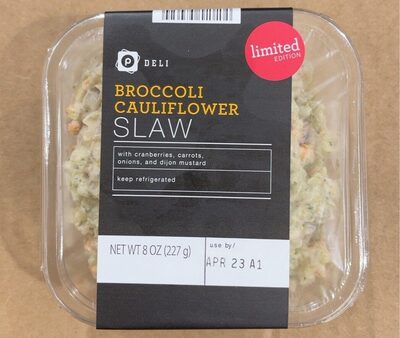 Broccoli Cauliflower Slaw With Cranberries, Carrots, Onions, And Dijon Mustard, Broccoli Cauliflower Slaw