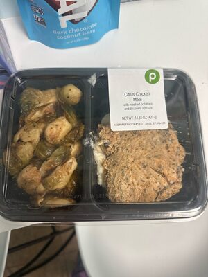 Citrus Chicken With Mashed Cauliflower And Green Beans Almandine, Citrus Chicken
