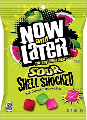Sour Shell Shocked Candy Coated Sour Chewy Bites, Sour Apple, Sour Cherry, Sour Watermelon