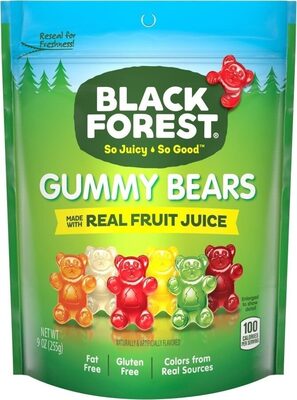 Black Forest Gummy Bears, 9 Oz, Cherry; Pineapple; Apple; Lemon; Orange; Strawberry