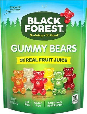 Black Forest Gummy Bears Family Size, 9 Oz, Cherry; Pineapple; Apple; Lemon; Orange; Strawberry