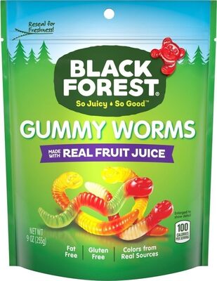 Black Forest Gummy Worms, 9 Oz, Pineapple; Cherry; Orange; Lemon; Apple