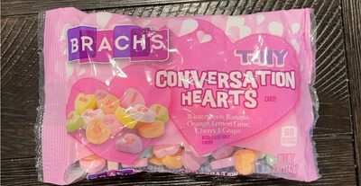 Wintergreen, Banana, Orange, Lemon-Lime, Cherry & Grape Flavored Tiny Conversation Hearts Candy, Wintergreen, Banana, Orange, Lemon-Lime, Cherry & Grape