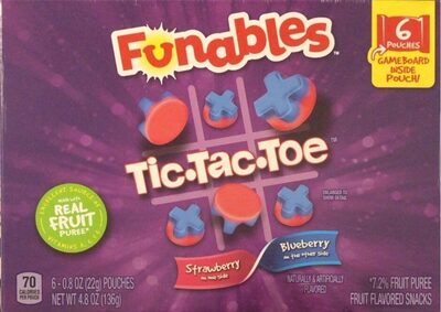 Strawberry, Blueberry Fruit Flavored Tic-Tac-Toe Snacks, Strawberry, Blueberry