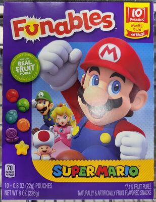 Funables Super Mario Fruit Flavored Snacks 0.8 Oz, 10 Count