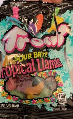 Sour Brite Tropical Llamas Gummi Candy, Passion Fruit, Pineapple, Mango, Berry Punch, Strawberry, Blueberry