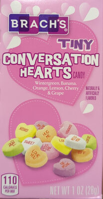 Tiny Conversation Hearts, Grape, Cherry, Lemon-Lime, Orange, Banana, Wintergreen