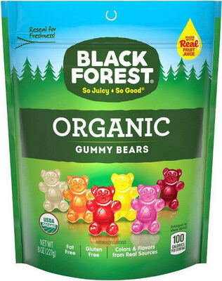 Organic Gummy Bears, Cherry; Lemon; Pineapple; Orange; Apple; Strawberry
