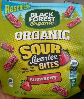 Black Forest Organic, Organic Sour Licorice Bites, Strawberry, Strawberry