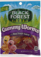 Black Forest Gummy Worms, 4.5 Oz, Orange; Lemon; Pineapple; Cherry; Apple