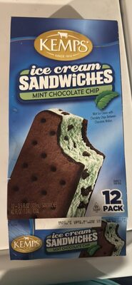 Mint Chocolate Chip Mint Ice Cream With Chocolaty Chips Between Chocolate Wafers Ice Cream Sandwiches, Mint Chocolate Chip